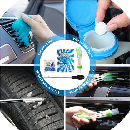 37Pcs Car Detailing Brush Set, Car Detailing Kit, Auto Detailing Drill Brush Set, Car Detailing Brushes, Car Wash Cleaning Tools Kit with Car Vacuum for Interior, Exterior, Wheels, Blue