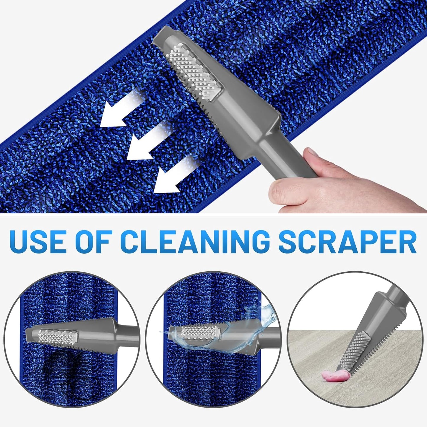 Spray Mops for Floor Cleaning - Wet Dry Mops with 2 Washable + 2 Disposable Pads for Swiffer Powermop - Refillable Bottle for Hardwood Tile Home Kitchen - Absorbs Pet Hair Dust Stains