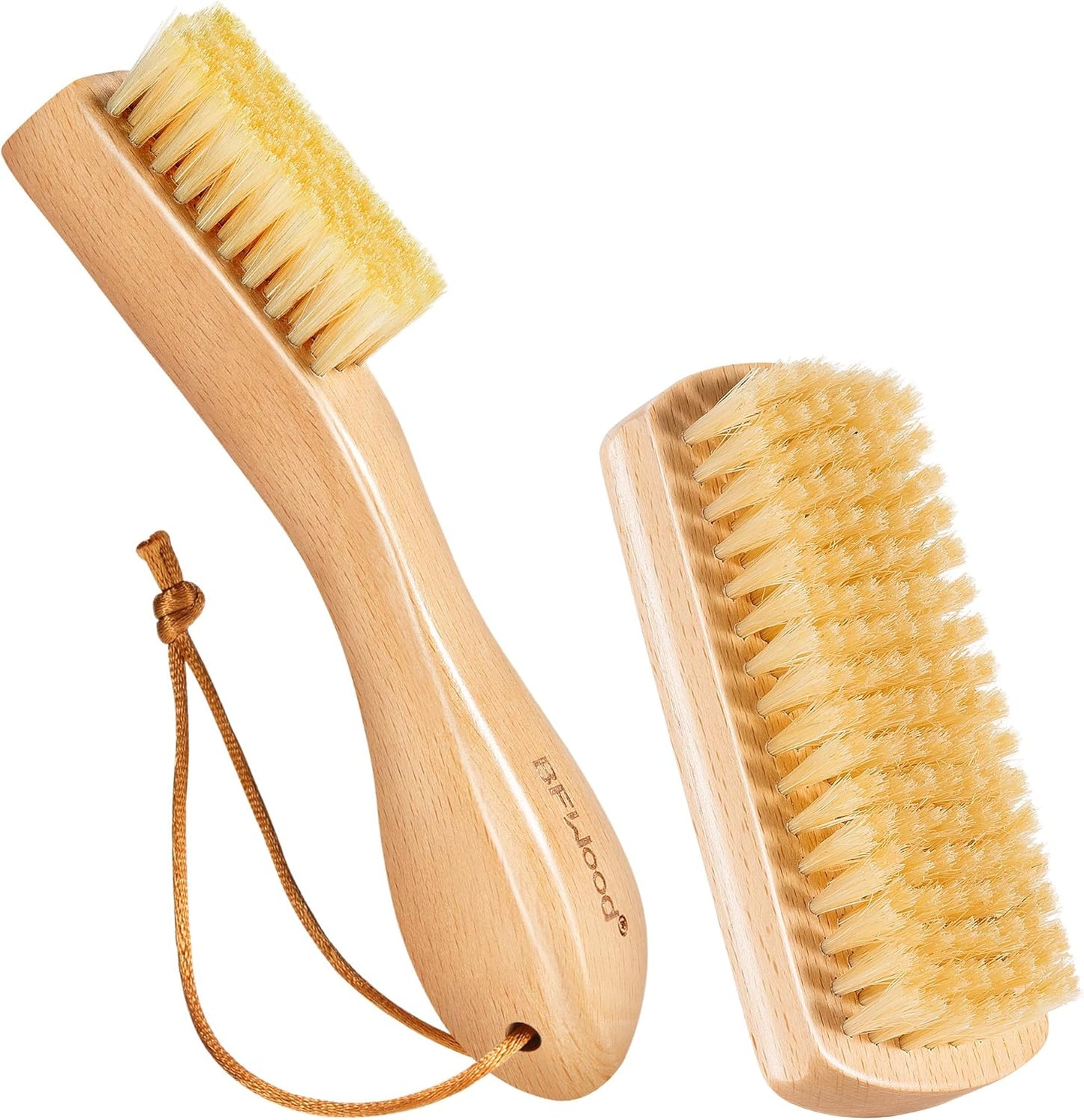 BFWood Laundry Stain Brush, Natural Soft Boar Bristles, Removes Tough Stains from Delicate Fabrics Like Knits, Cotton, and Linens, Gentle on Fabrics, No Damage