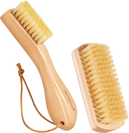 BFWood Laundry Stain Brush, Natural Soft Boar Bristles, Removes Tough Stains from Delicate Fabrics Like Knits, Cotton, and Linens, Gentle on Fabrics, No Damage