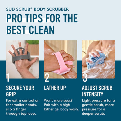 Sud Scrub® Antimicrobial Silicone Body Scrubber, Exfoliating Body Brush for Sensitive Skin, Antibacterial Shower Scrubber for Body, Bathroom Essentials for Men & Women, Charcoal