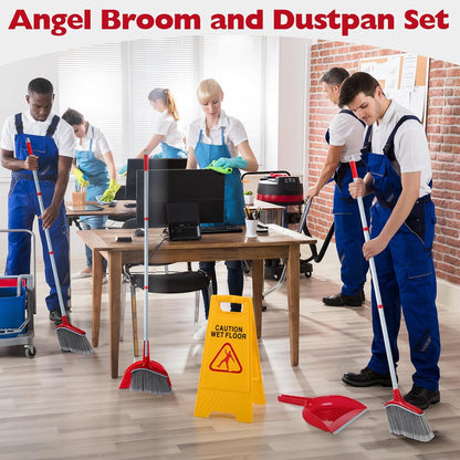 3 Pcs Broom and Dustpan Set 54 Inch Indoor Broom with Dust Pan Combo Set for Home Angle Broom and Dust Pan Kitchen Broom for Floor Cleaning