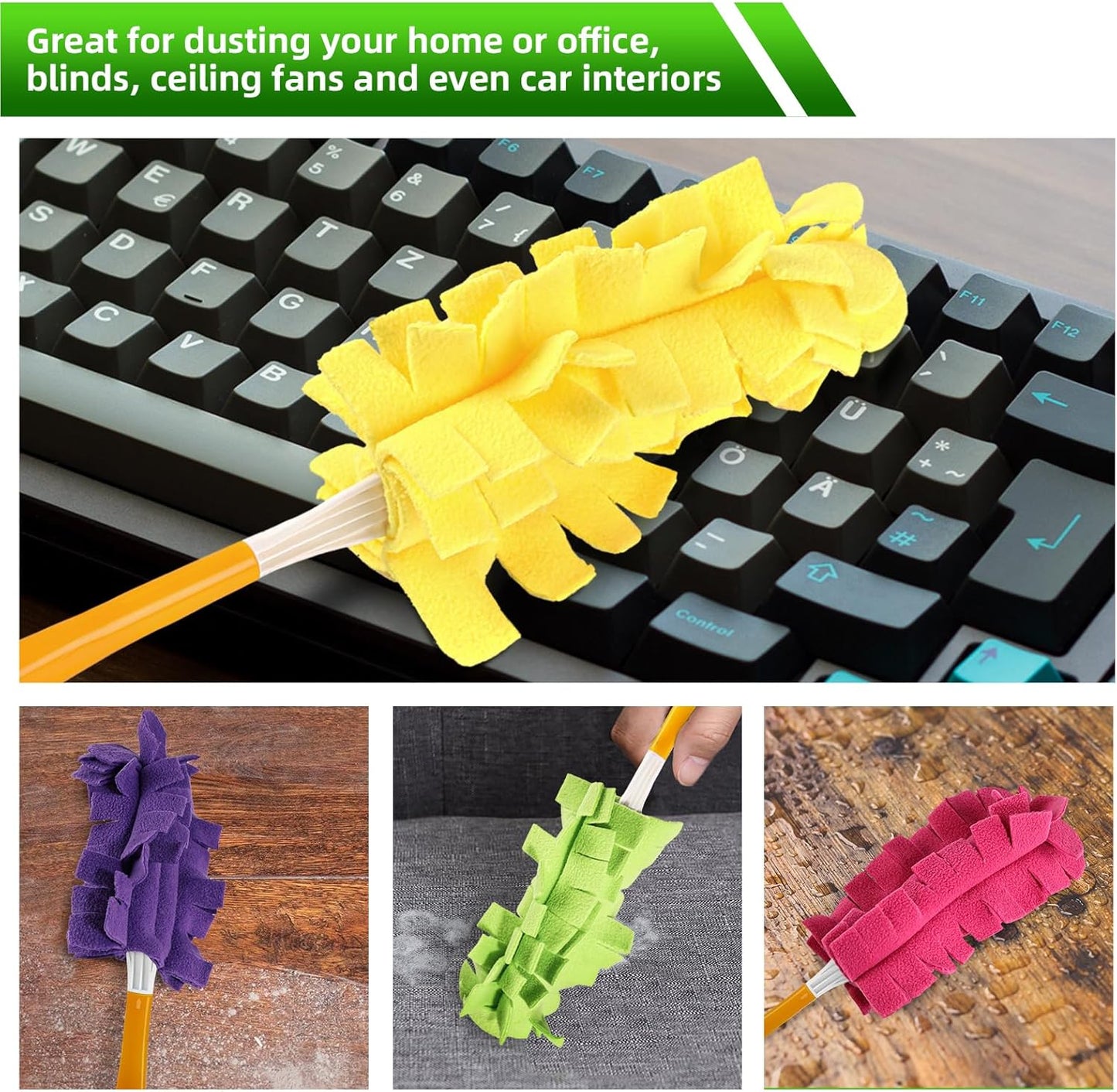 Reusable Duster Refill for Swiffer Duster - Washable Heavy Duty Dusters Refills 360 for Swiffer Duster Handle & Super Extender Handle, 6 Pack (Handle is Not Included)