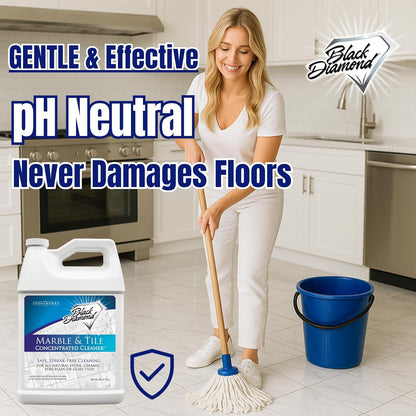 Black Diamond Stoneworks Marble & Tile Floor Cleaner Concentrate, pH Neutral, Streak-Free & No-Rinse Formula for Granite, Travertine, Limestone, Slate, Ceramic & Porcelain Floors (1 Quart)