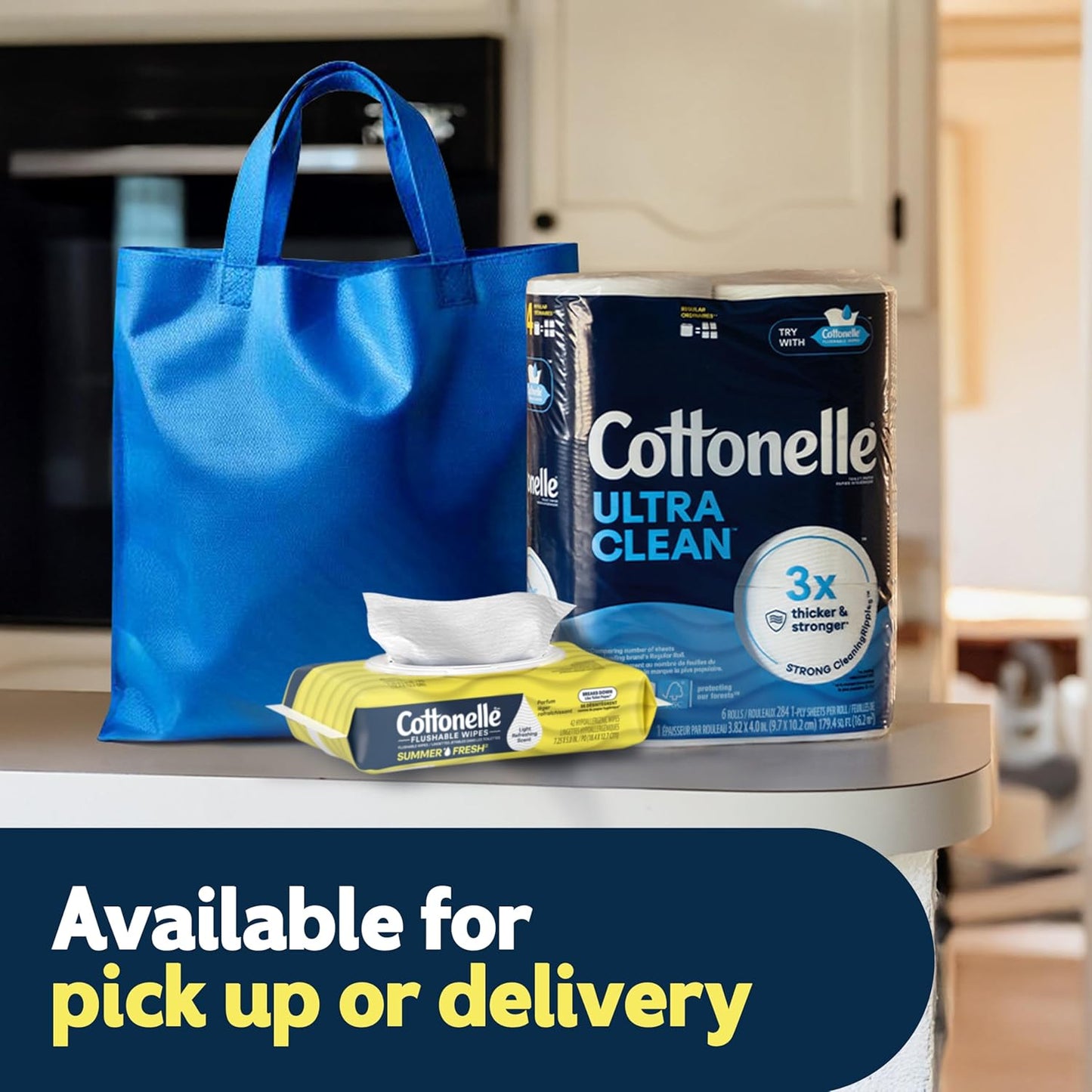 Cottonelle Fragrance Free Flushable Wet Wipes, Adult Wet Wipes, 2 Flip-Top Packs, 42 Wipes Per Pack