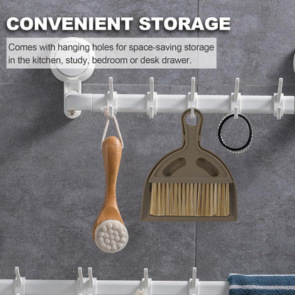 Mini Broom and Dustpan Set Hand Broom with Dustpan Portable Housekeeping Cleaning Tools for Desk,Counter,Sofa,Kitchen,Office,Nest (Off White)