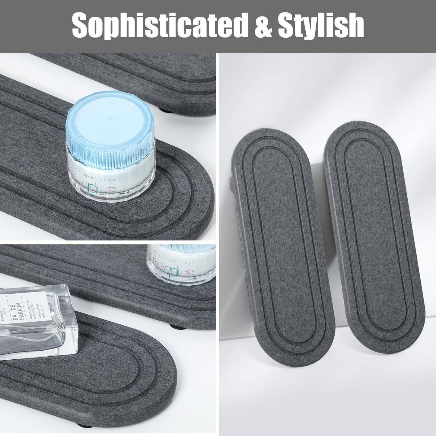 3PCS Water Absorbing Stone Tray, Fast Drying Stone Sink Tray, Stones Soap Trays, Water Absorbent Diatomite Trays, Diatomite Coasters for Kitchen Sink Bathroom Counter, Hand Soap Dish & Holders