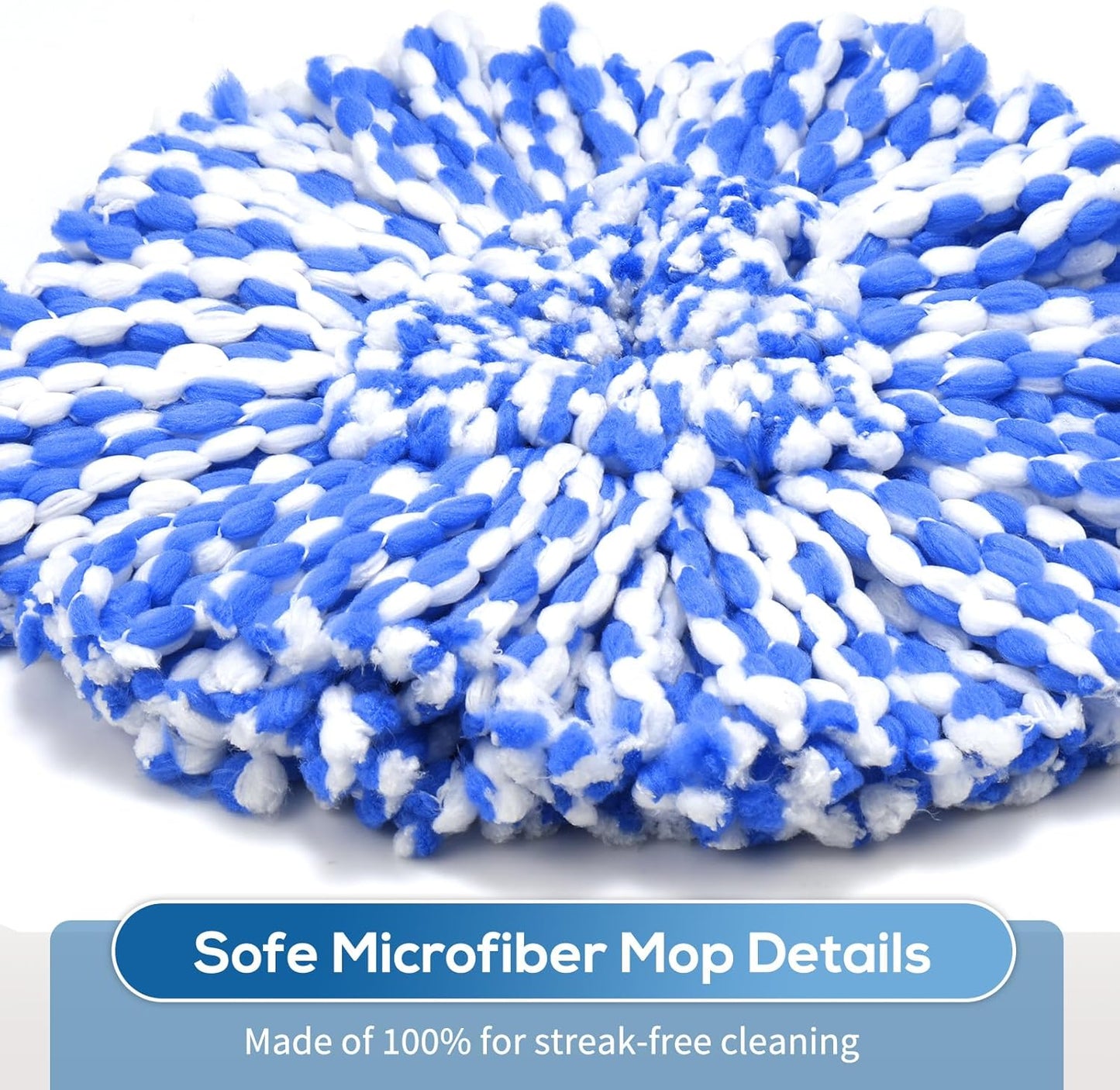8 Pack RinseClean Spin Mop Replacement Head Refills Compatible with O Ceda RinseClean 2 Tank System, Blue Microfiber Mop Refills for Floor Cleaning