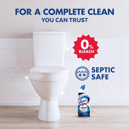 Lysol Toilet Bowl Cleaner, Max Strength Bathroom Cleaning Supplies, Toilet Bowl Cleaner Clinging Gel, Disinfecting and Deodorizing, Bleach Free, Atlantic Fresh + Forest Rain 24 oz (4 ct)