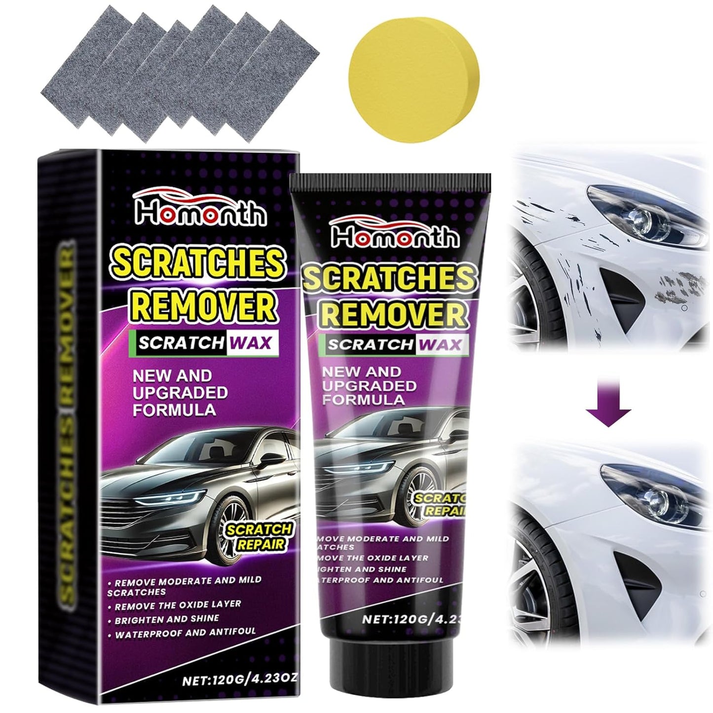 Nano Sparkle Cloth Car Scratch Remover Set,Magic Nano Sparkle Cleaning Cloth Car Scratch Remover,Nano Sparkle Cloth and Car Scratch Repair Paste for Deep Scratch Repair
