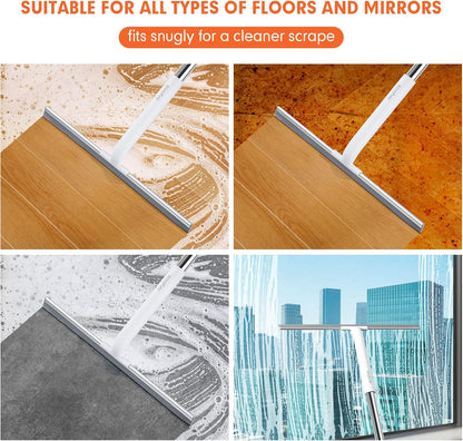 JOYBOS Rubber Floor Squeegee for Smooth Surface Concrete Floor, Tile Floor, Heavy Duty Garage Shower Floor Squeegee Broom for Removing Water, Commercial Scrubber Mop with Adjustable Long Handle (XL)