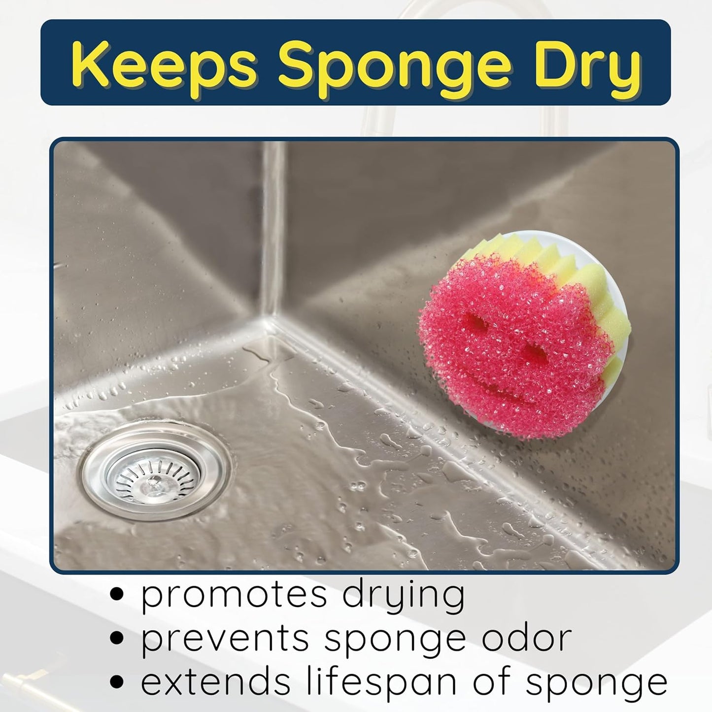 BeraTek Scrub Daddy Holder - Suction Cup Kitchen Sink Caddy - Keep Sponges Clean & Dry - Compatible with Sponge Daddy & Scrub Mommy - Mothers Day Gift for Mom - White, 1-Pack