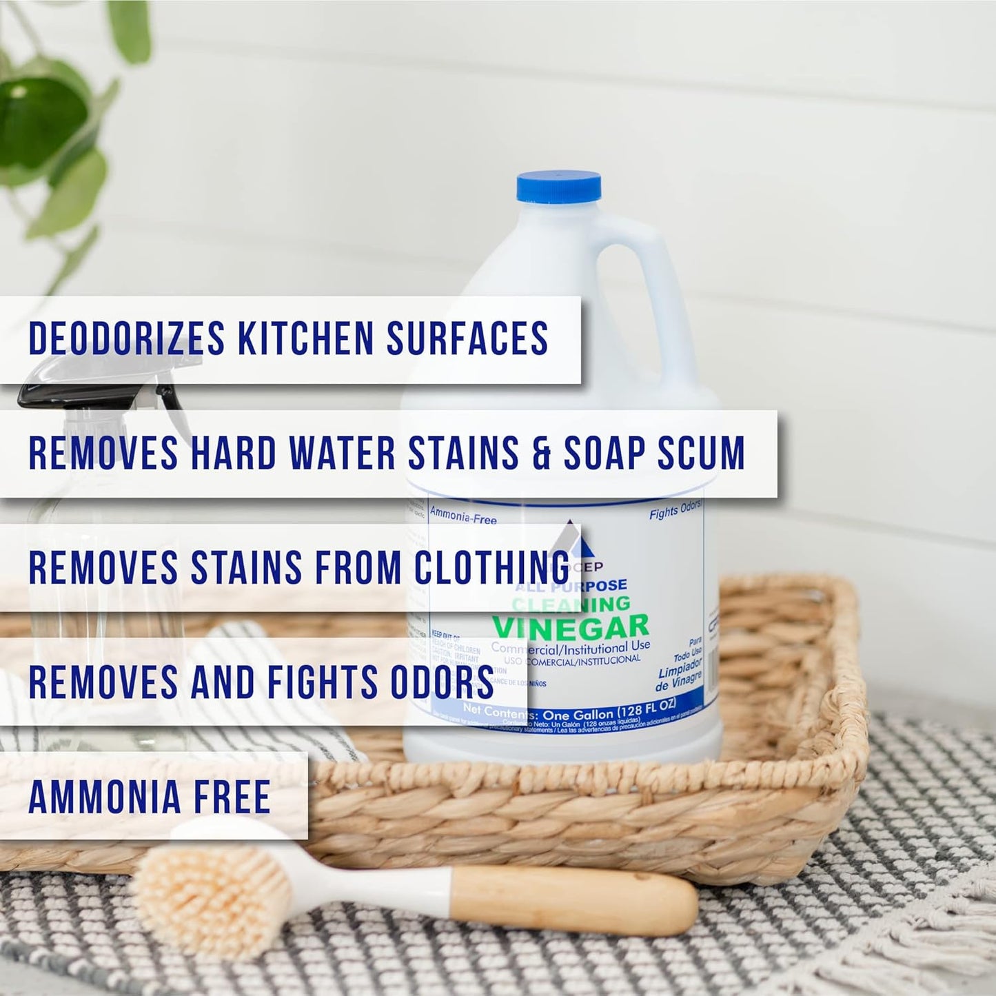 CPDI All-Purpose White Vinegar Cleaning Solution, 1 Gallon, Multi-Surface Cleaner for Hard Water Stains, Bathroom and Kitchen Surfaces, and Clothes, Effective Deodorizer