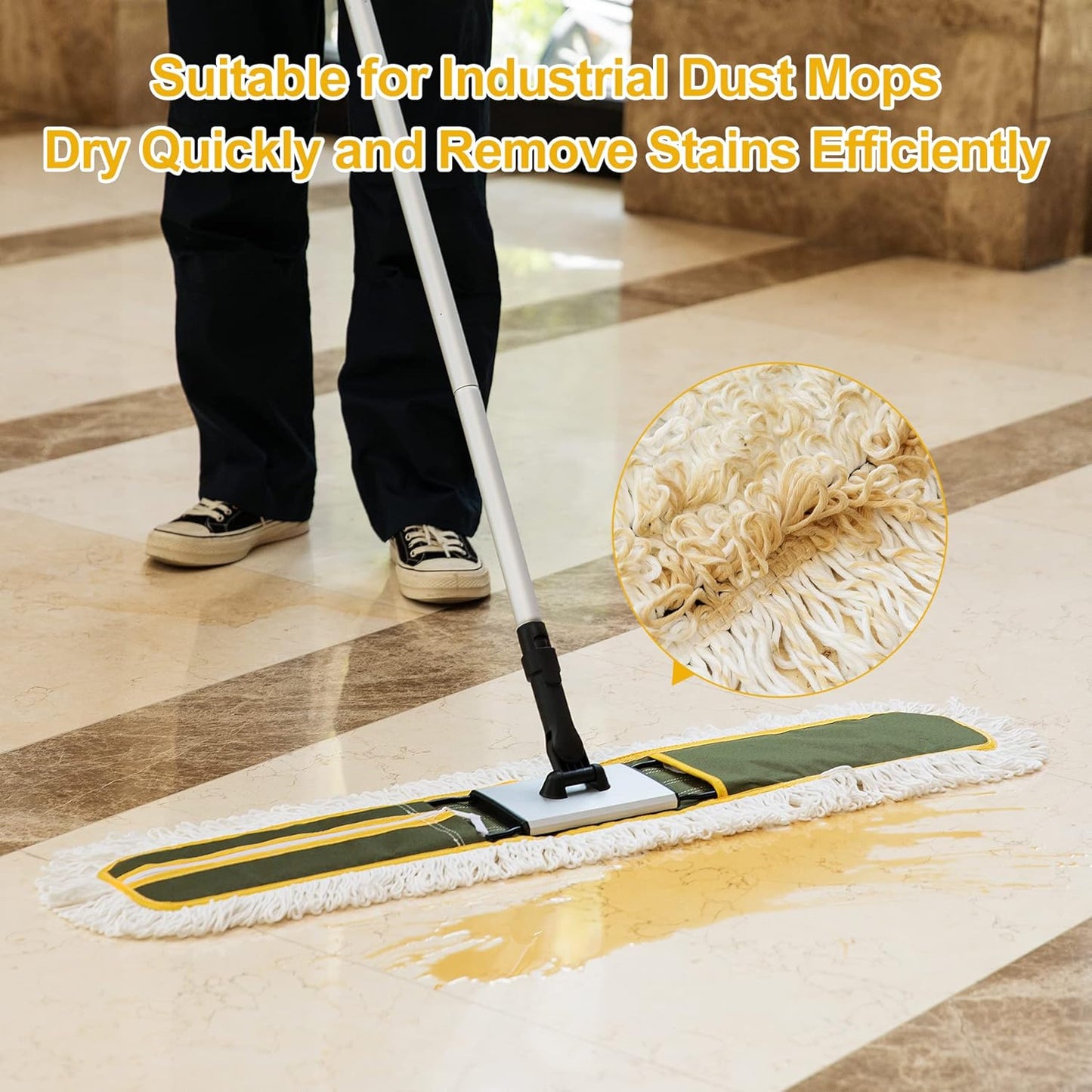 36" Microfiber Mop Pads 2 Pieces Just Fit CLEANHOME Industrial Dust Mop: B08R3F1ZZM,Green