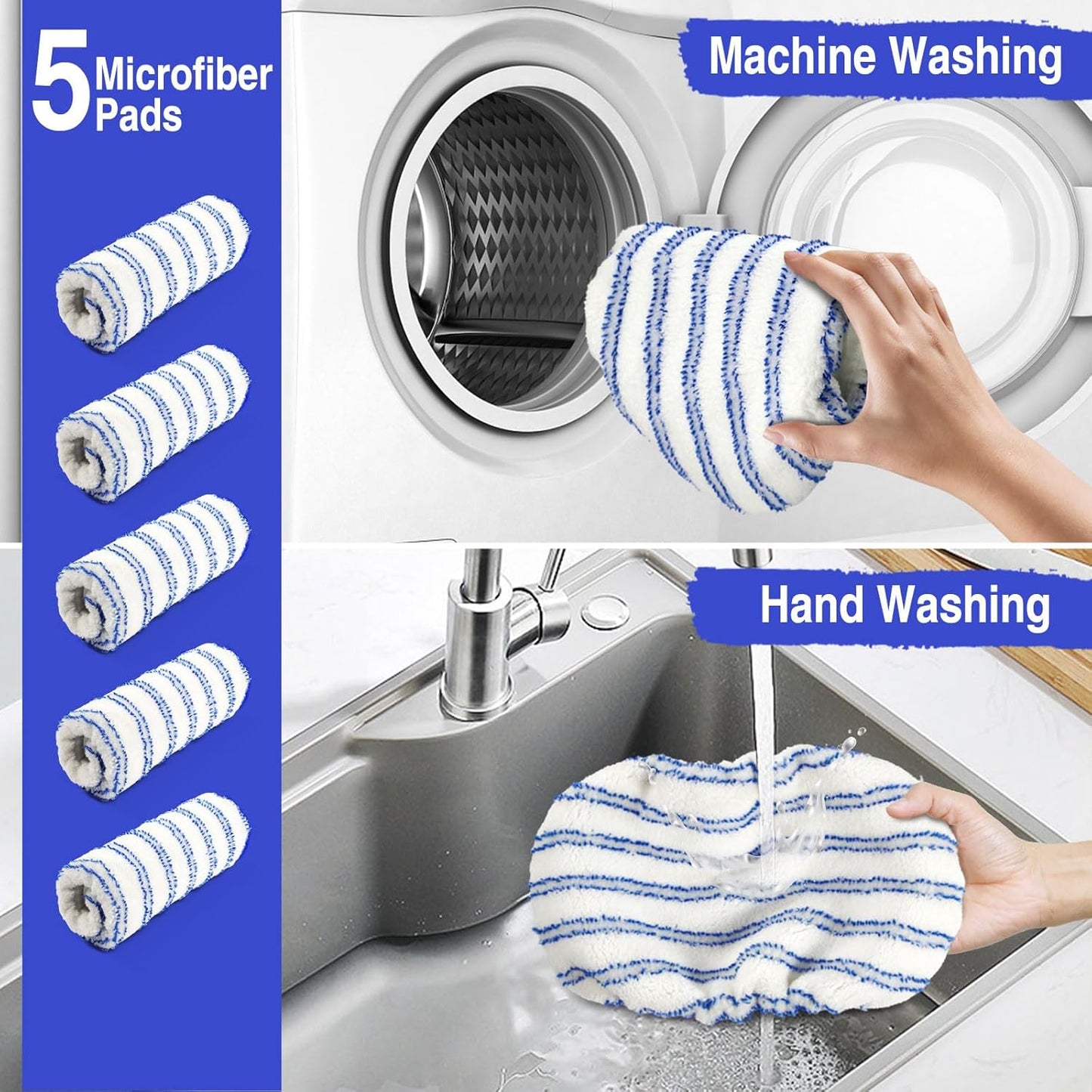 MASTERTOP Microfiber Mop - Flat Floor Mops Wet Dry Dust Mop with 4 Washable Pads & 52.4'' Stainless Steel Handle for Hardwood Laminate Tile Floor Cleaning