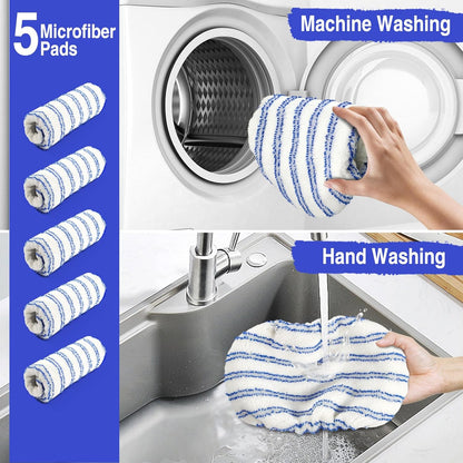 MASTERTOP Microfiber Mop - Flat Floor Mops Wet Dry Dust Mop with 4 Washable Pads & 52.4'' Stainless Steel Handle for Hardwood Laminate Tile Floor Cleaning