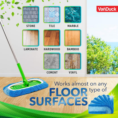 VanDuck Reusable Mop Pads Compatible with Swiffer Sweeper (4-Pack) - Washable Microfiber Mop Pads for Wet & Dry Use - All Purpose Floor Mopping and Cleaning Product