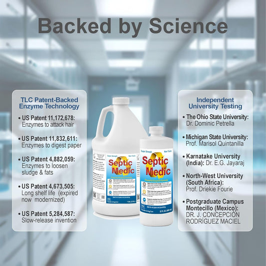 Septic Medic Septic Tank Treatment, Enzyme System Cleaner, Breakdown Sludge, Breakdown Grease and Fat, Supports Drainfield and Leach Field Free Flow, Backed by Science, 32 oz (1 Quart)