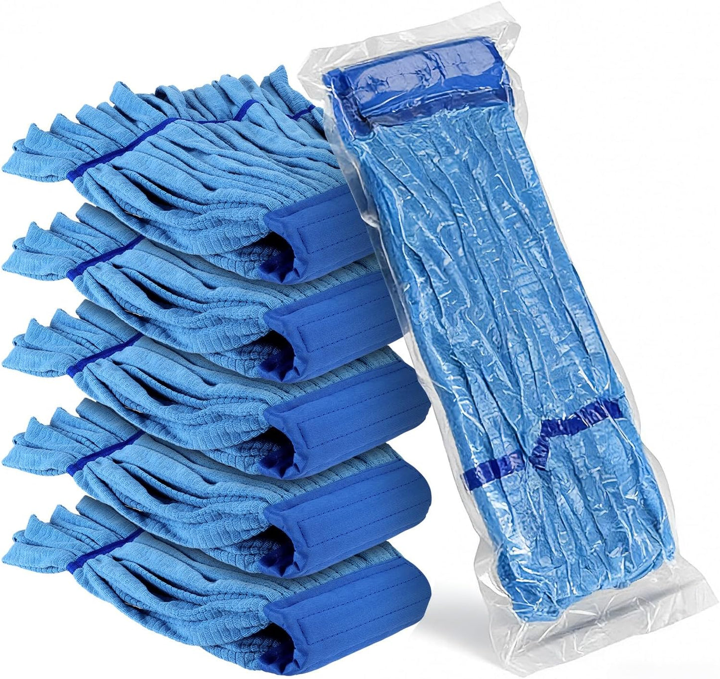 5 Pack Commercial Mop Head Replacement, Heavy Duty Microfiber Mop Heads, 6.6 in Industrial Headband Looped End Refill for Industrial Floor Cleaning Hardwood Tile Concrete, Vacuum Packaging 18oz