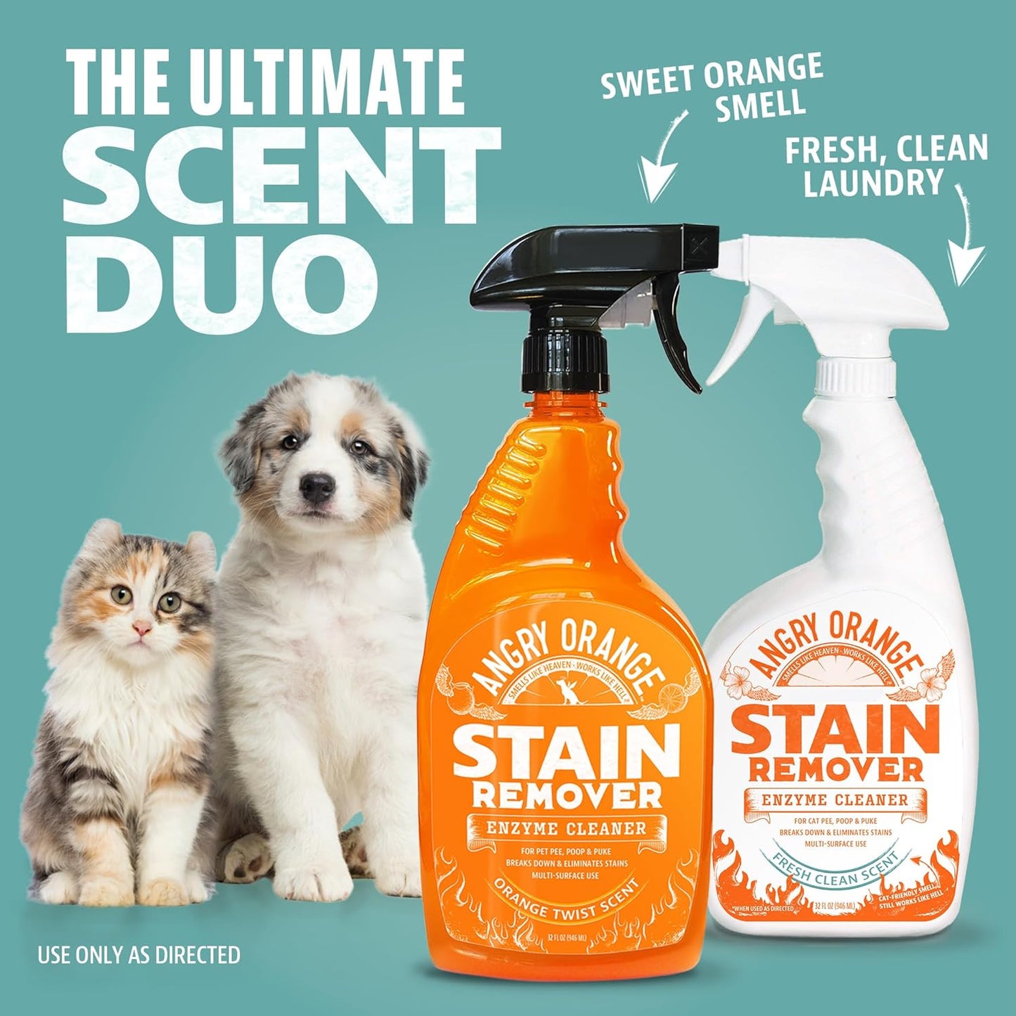 ANGRY ORANGE Stain & Odor Remover - 32oz Pet Urine Enzyme Cleaner - Enzymatic Dog & Cat Pee Destroyer and Odor Eliminator - NEW Orange Rush Scent Cleaning Solution for Home