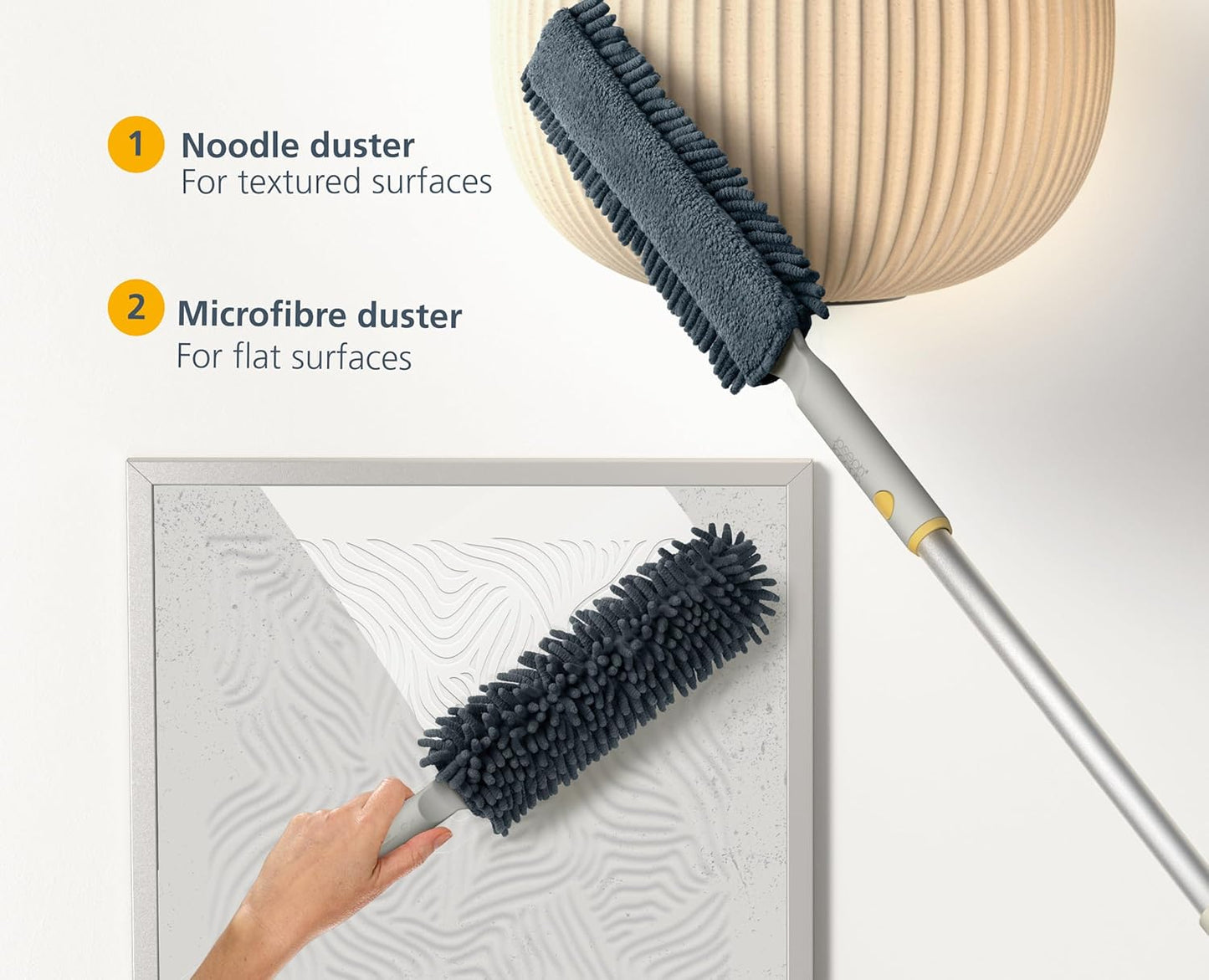 Joseph Joseph CleanTech 2-in-1 Glass Cleaner Shower Squeegee with Washable Microfiber Pad and Space-Saving Foldable Handle