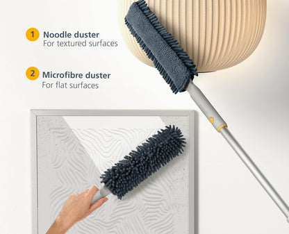 Joseph Joseph CleanTech 2-in-1 Glass Cleaner Shower Squeegee with Washable Microfiber Pad and Space-Saving Foldable Handle