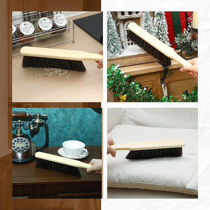 Tioncy 8 Pieces Wooden Dust Brush Bulk Hand Broom Bench Soft Bristle Cleaning Outdoor Furniture Brushes with Long Wood Handle for Cleaning Car Bed Sofa Fireplace Couch Clothes