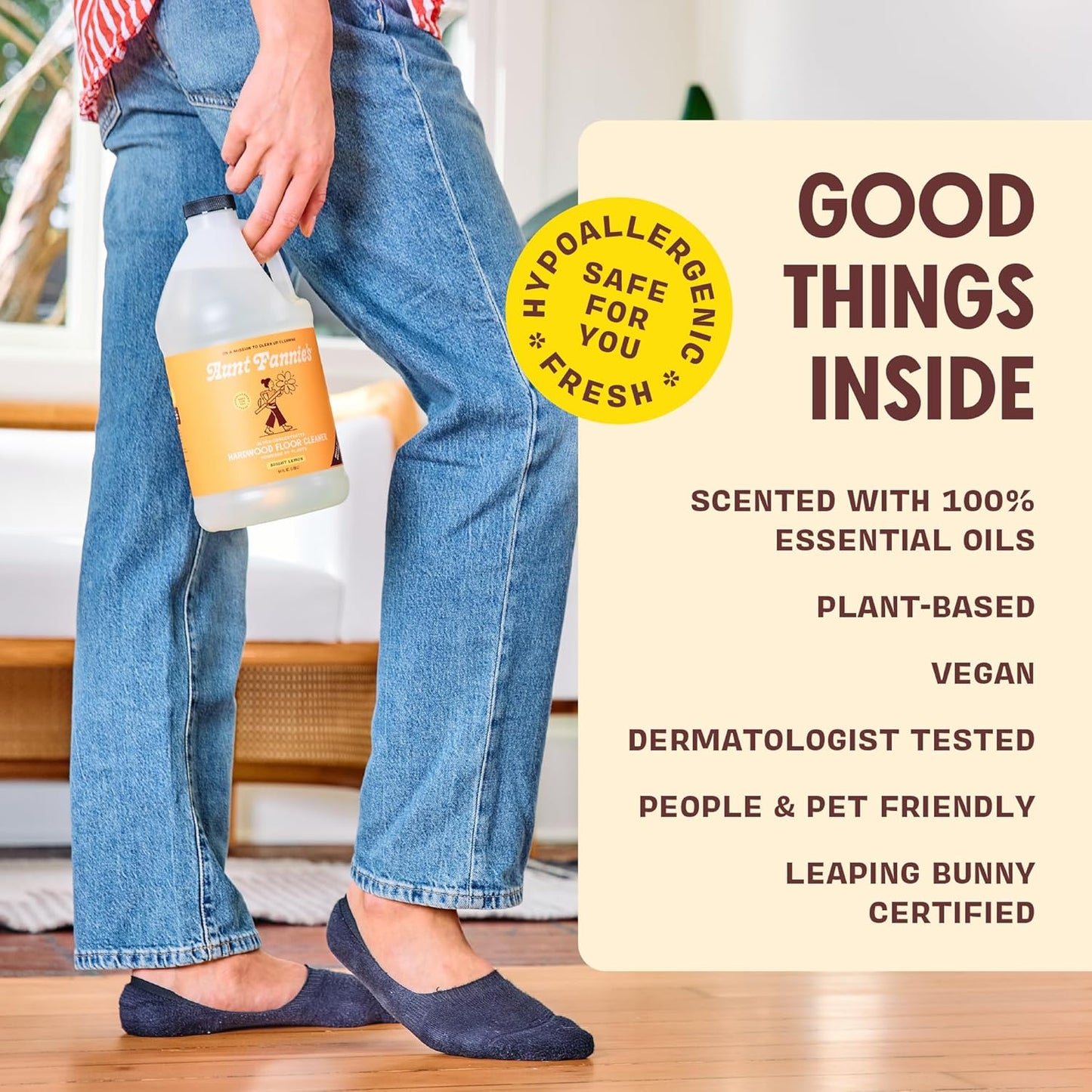 Aunt Fannie's Ultra Concentrated Hardwood Floor Cleaner, Vinegar-Free Plant Based Hardwood Floor Cleaner for Mopping, Bright Lemon Scent, 32 oz. (Pack of 1)