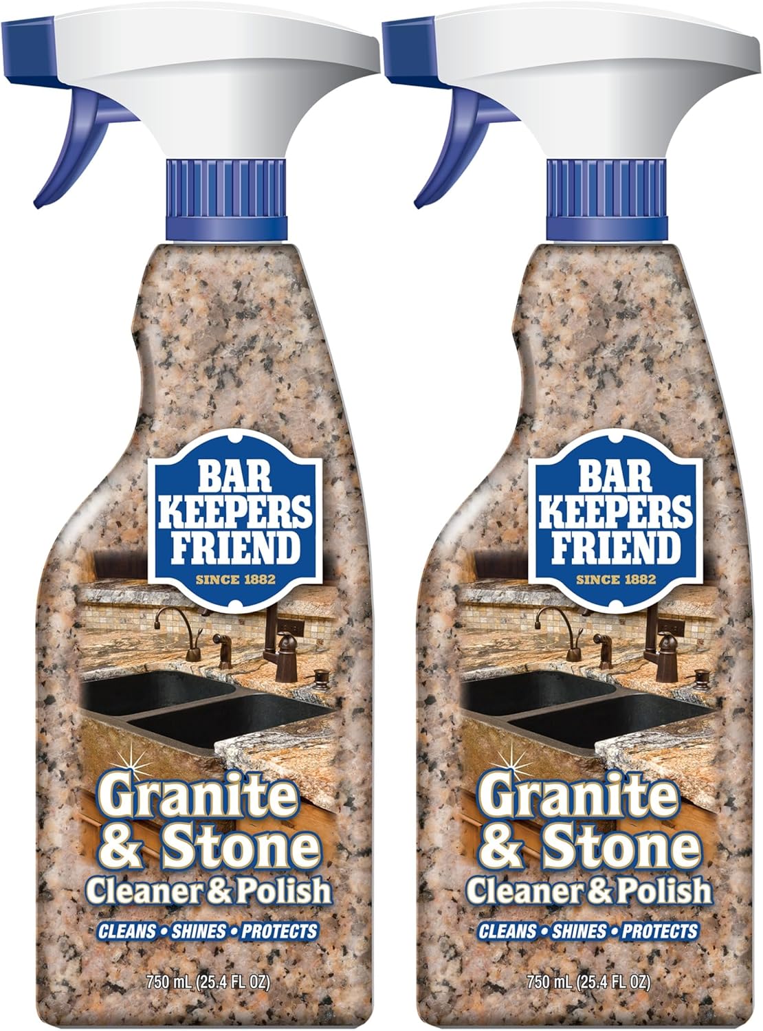 Bar Keepers Friend Granite & Stone Cleaner & Polish (25.4 oz) Granite Cleaner for Use on Natural, Manufactured & Polished Stone, Quartz, Silestone, Soapstone, Marble - Countertop Cleaner & Polish (2)