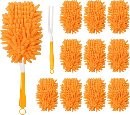 6Pcs Reusable Duster Refill Compatible with Swiffer Hand Duster +1 Handle, 360 Heavy Duty Duster Refills for Cleaning, Office, Ceiling Fan (6PCS+1Handle)