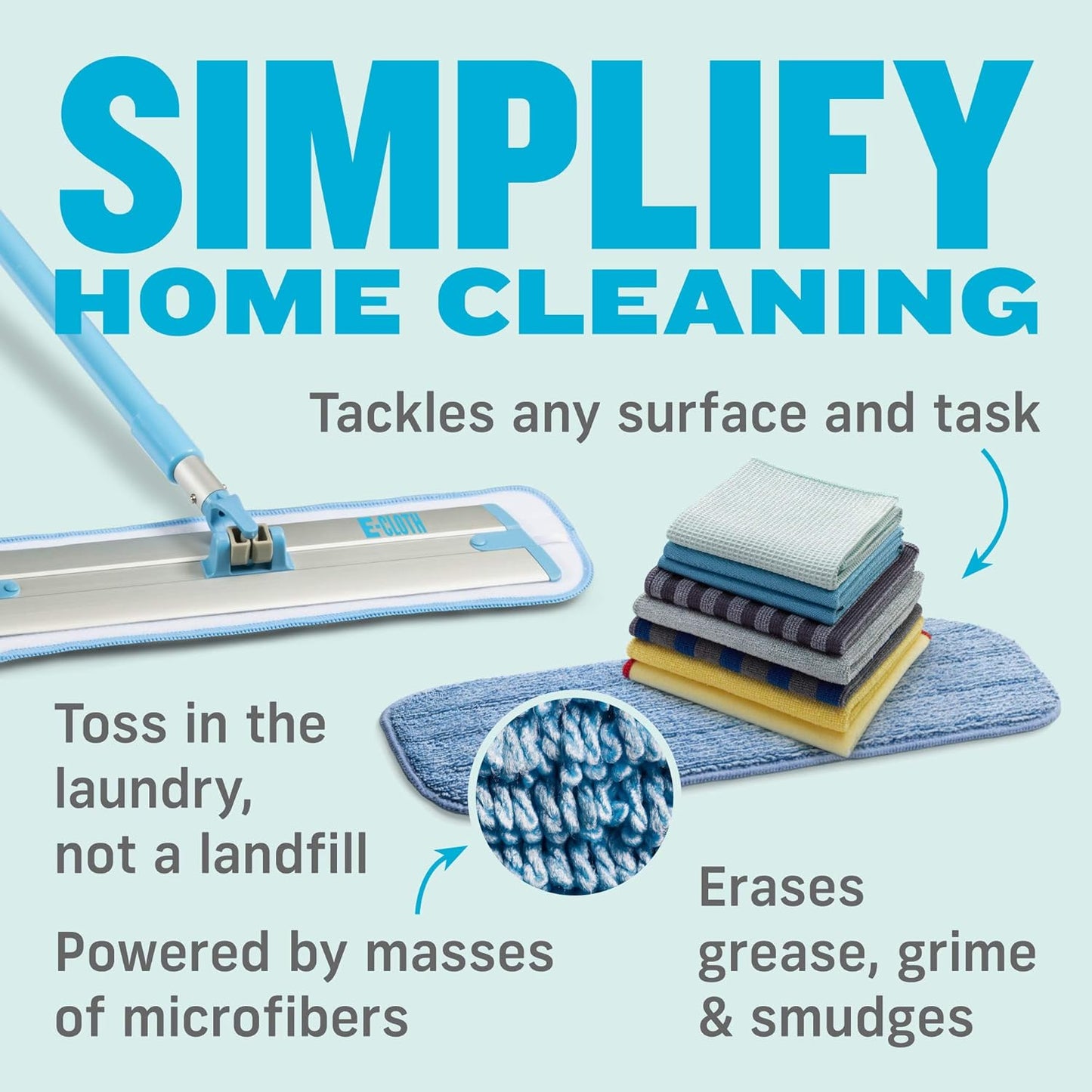 E-Cloth Deep Clean Mop, Microfiber Mop, Perfect Floor Cleaner for Hardwood, Laminate, Tile and Stone Flooring, Washable and Reusable, 100 Wash Promise