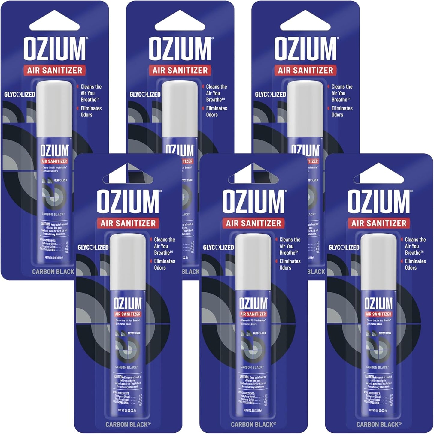 Ozium 0.8 oz. Air Sanitizer & Odor Eliminator for Homes, Cars, Offices and More, Original Scent, Pack of 6