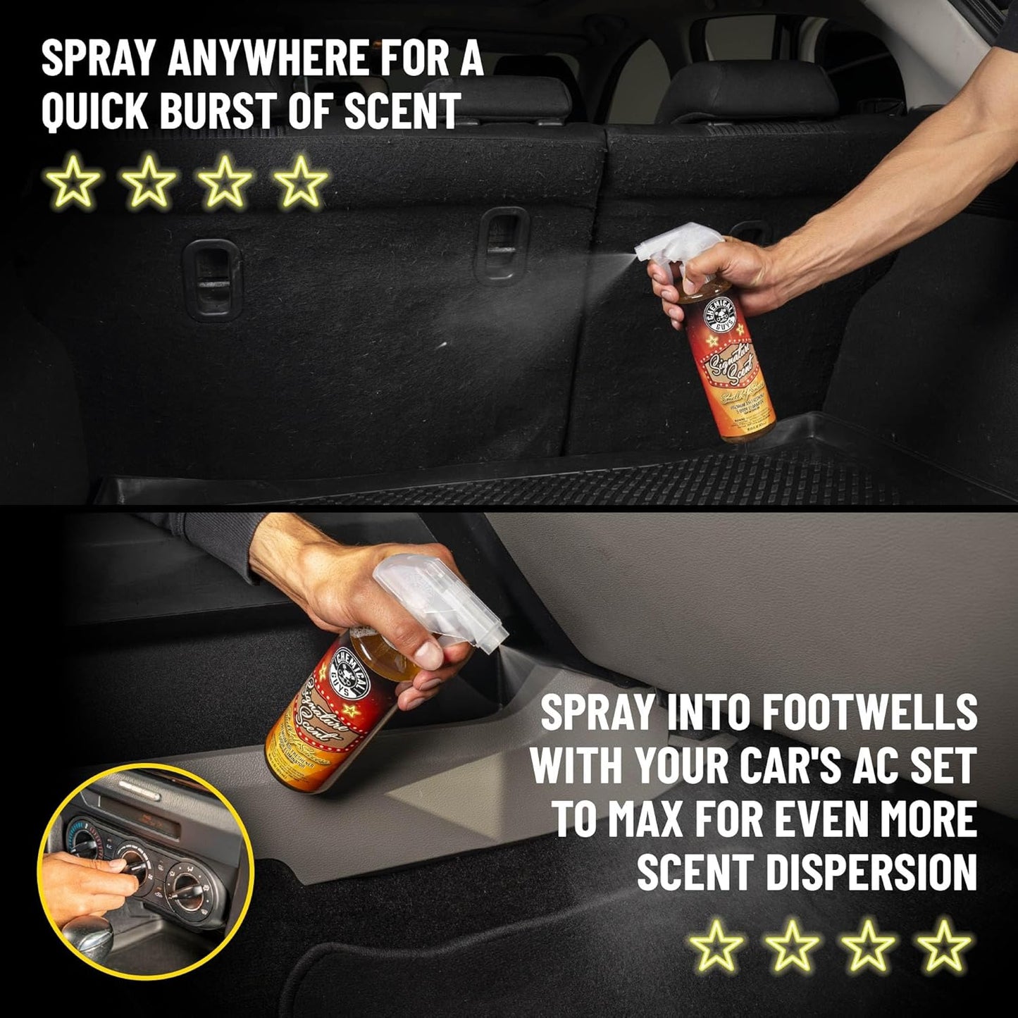 Chemical Guys Black Frost Air Premium Car Air Freshener Spray & Odor Eliminator - Crisp Masculine Scent Spray for Trucks, SUVs, RVs, and Motorcycles - Use in Home, Office, or Garage, 16 oz Bottle