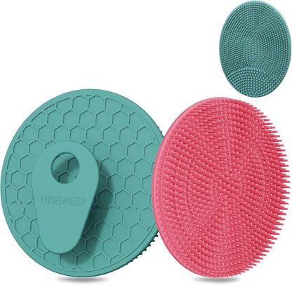 INNERNEED Food-Grade Soft Silicone Body Scrubber Shower Brush Handheld Cleansing Skin Brush, Gentle Exfoliating and Lather Well (Black)