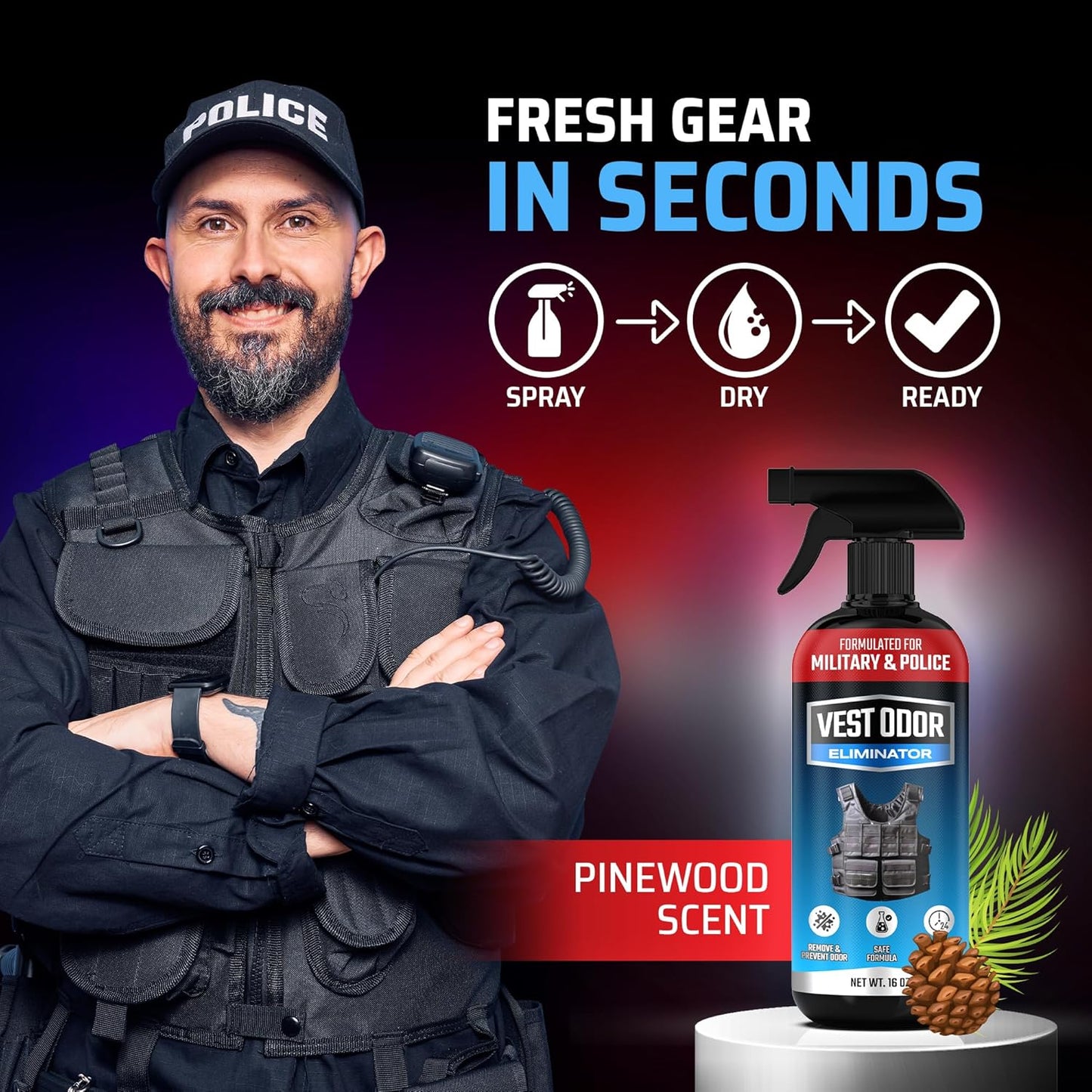 FORTIVO Vest Odor Remover Spray Non-Toxic, Residue-Free, Long-Lasting Fresh Scent 2 Pack