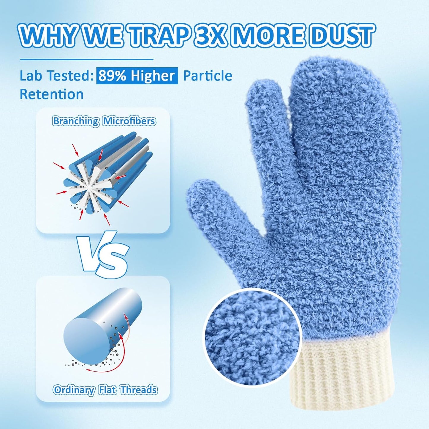 MIG4U Microfiber Dusting Gloves House Cleaning Glove for Blinds, Windows, Shutters, Furniture, and Car, Reusable Lint-Free Pink 1 Pair S/M