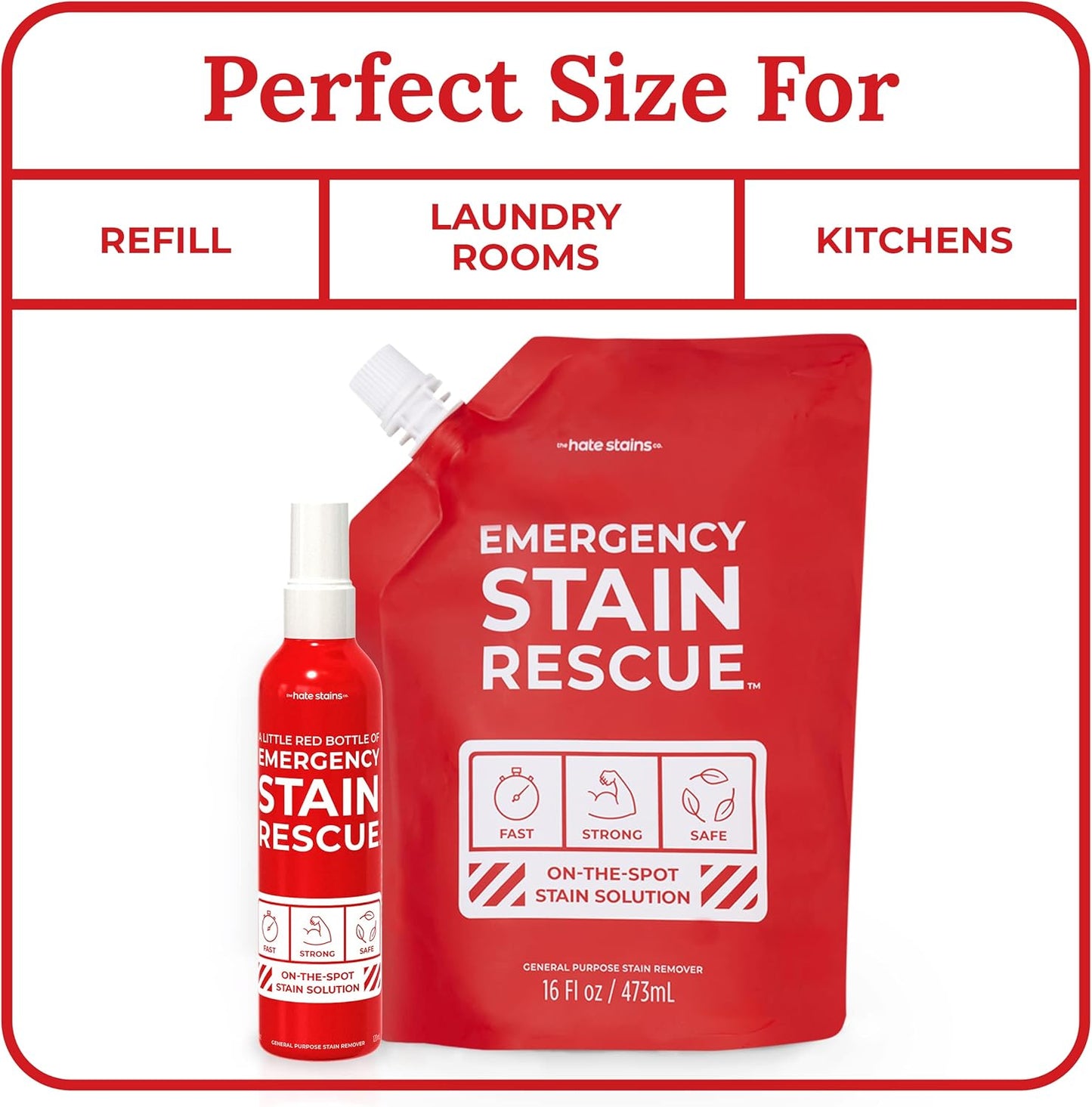Emergency Stain Rescue Stain Remover Spray - For Wine & Coffee - Blood Stain Remover Clothes & Laundry - Carpet Cleaner Spray with No Added Phosphates - 2 x 4 Fl Oz