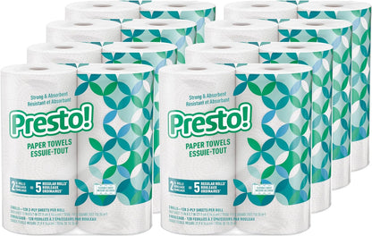 Amazon Brand - Presto! Ultra-Strong Premium Paper Towels, 158 Sheet Huge Roll - Flex-a-Size, 12 Rolls (2 Packs of 6), Equivalent to 38 Regular Rolls, White