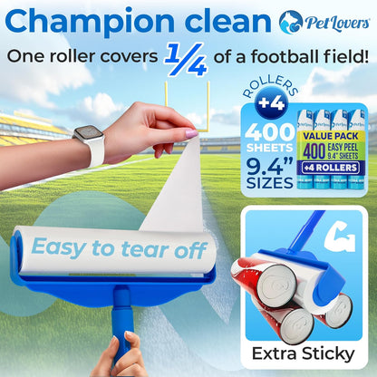 PetLovers Extra Sticky Lint Roller Mega Value Set 600 Sheets for Pet Hair Removal, Dog and Cat Lint Remover 6 Pack