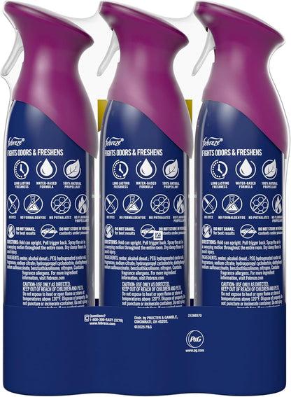 Febreze Air Mist, Air Freshener Spray, Odor Fighting Room Spray, Deodorizer for Home Bathroom Kitchen Office Apartment Dorm Room Classroom, Downy Calm Lavender & Vanilla Bean Scent, 8.1oz (Pack of 3)