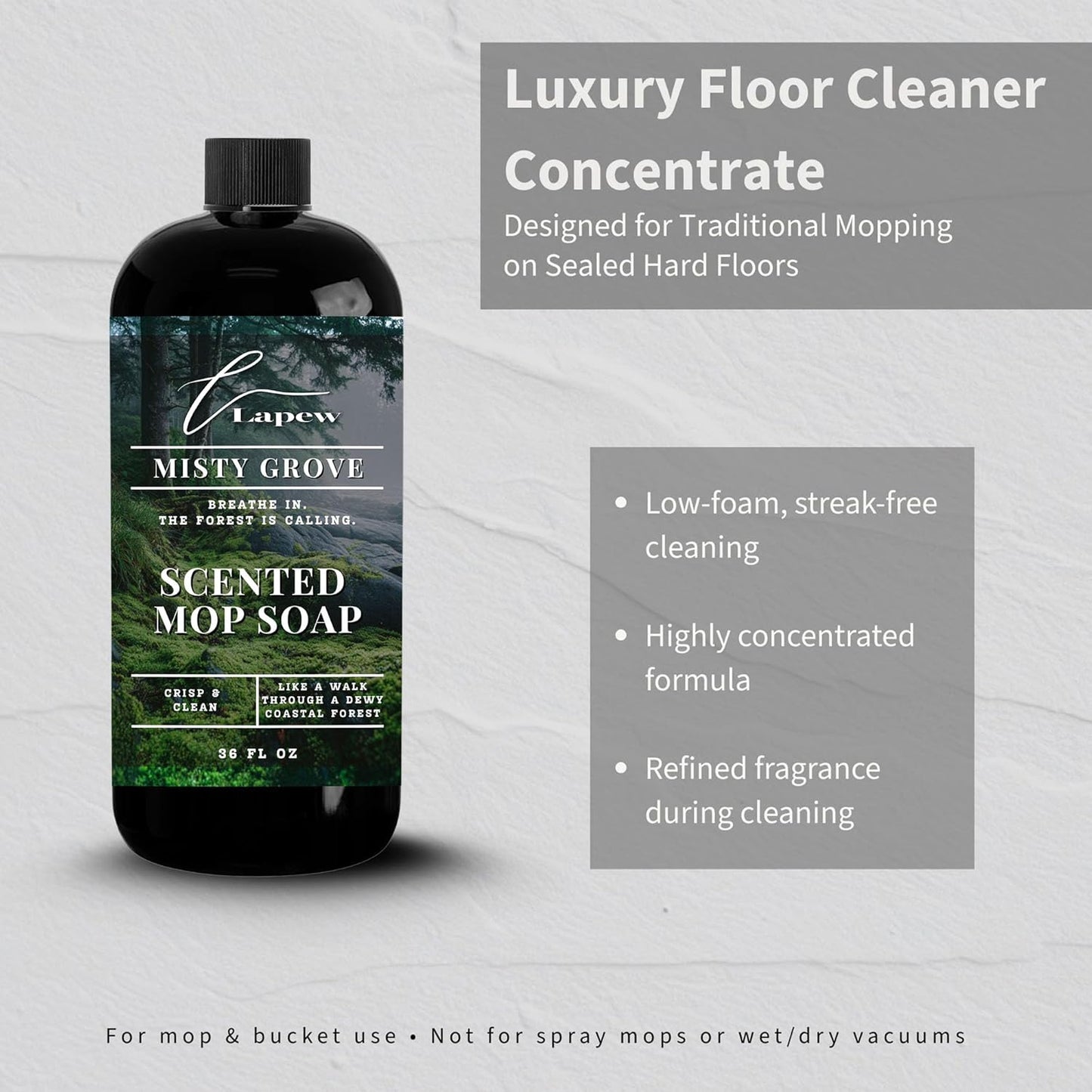 Lapew Baccarat Scented Mop Soap - Luxury Floor Cleaner Concentrate for Mopping Tile, Laminate, Vinyl & Hardwood | Streak-Free, Low-Foam | 36 oz - Colors A