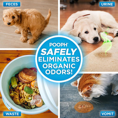 POOPH Pet Odor Eliminator Spray for Dogs & Cats — Urine, Poop & Pee Odor Remover for Carpet, Furniture, Hard Floors & Litter Box — Pet Stain & Smell Eliminator for Home, Unscented, 32 oz
