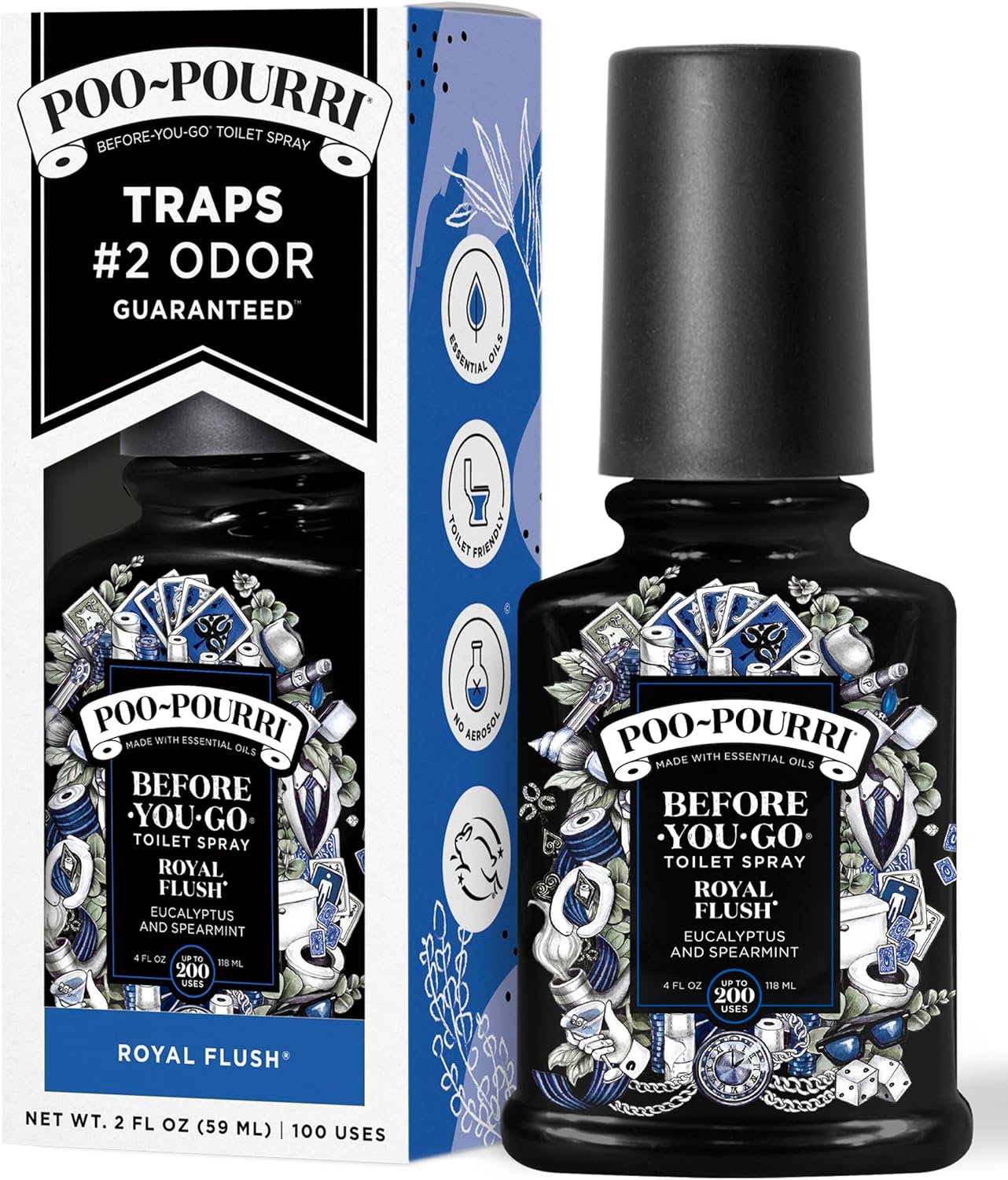 Poo-Pourri Before-You-Go Pocket Toilet Spray, Travel Essentials, Royal Flush, 1 Fl Oz, Up to 50 Uses, On-The-Go Bathroom Odor Deodorizer with Essential Oils, TSA Approved Size, Eucalyptus & Spearmint