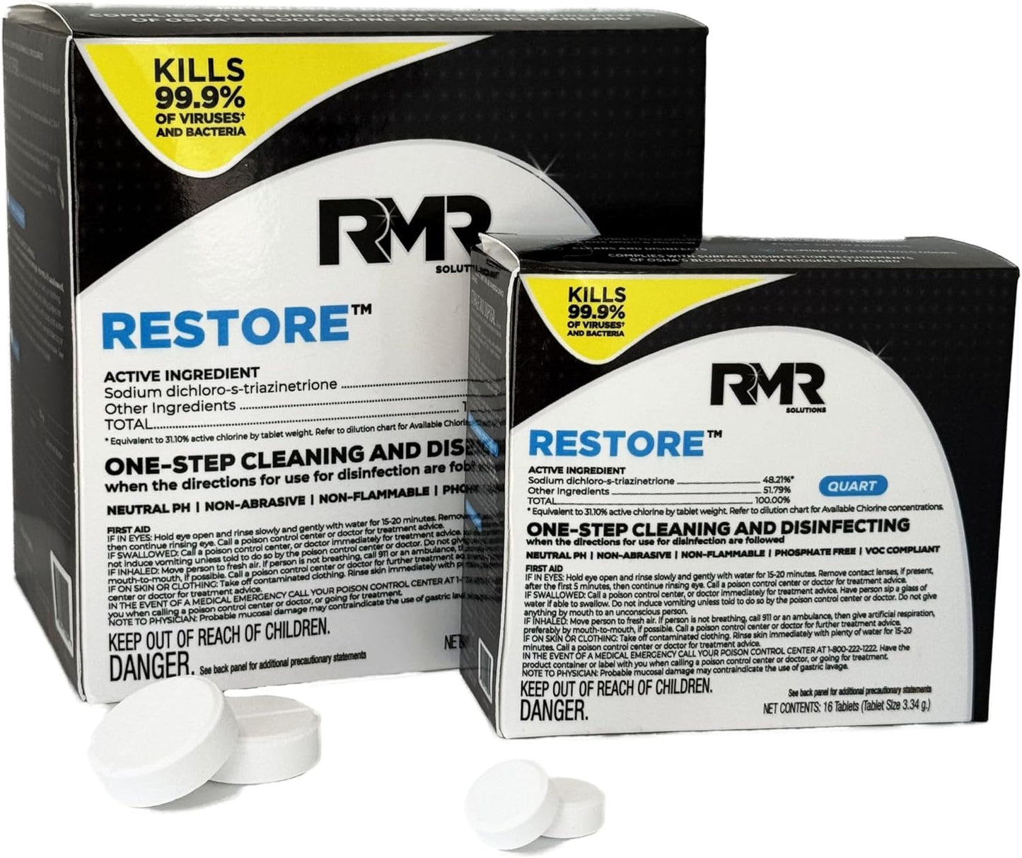 RMR Solutions RESTORE Disinfectant & Cleaner Concentrate, EPA Registered Mold Remover & Antibacterial Cleaning Solution for Kitchen, Bathroom, Floor, Home, Pet Areas, Counter, 3.34g, Makes 16 Quarts