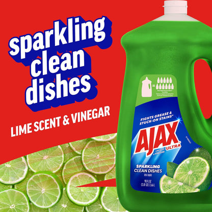 Ajax Ultra Liquid Dish Soap with Fabuloso Watermelon Scent, Fights Grease and Stuck-On Stains, Deep Cleaning Action, Mess-Free, Easy-Flip Cap, 52 fl oz Bottle