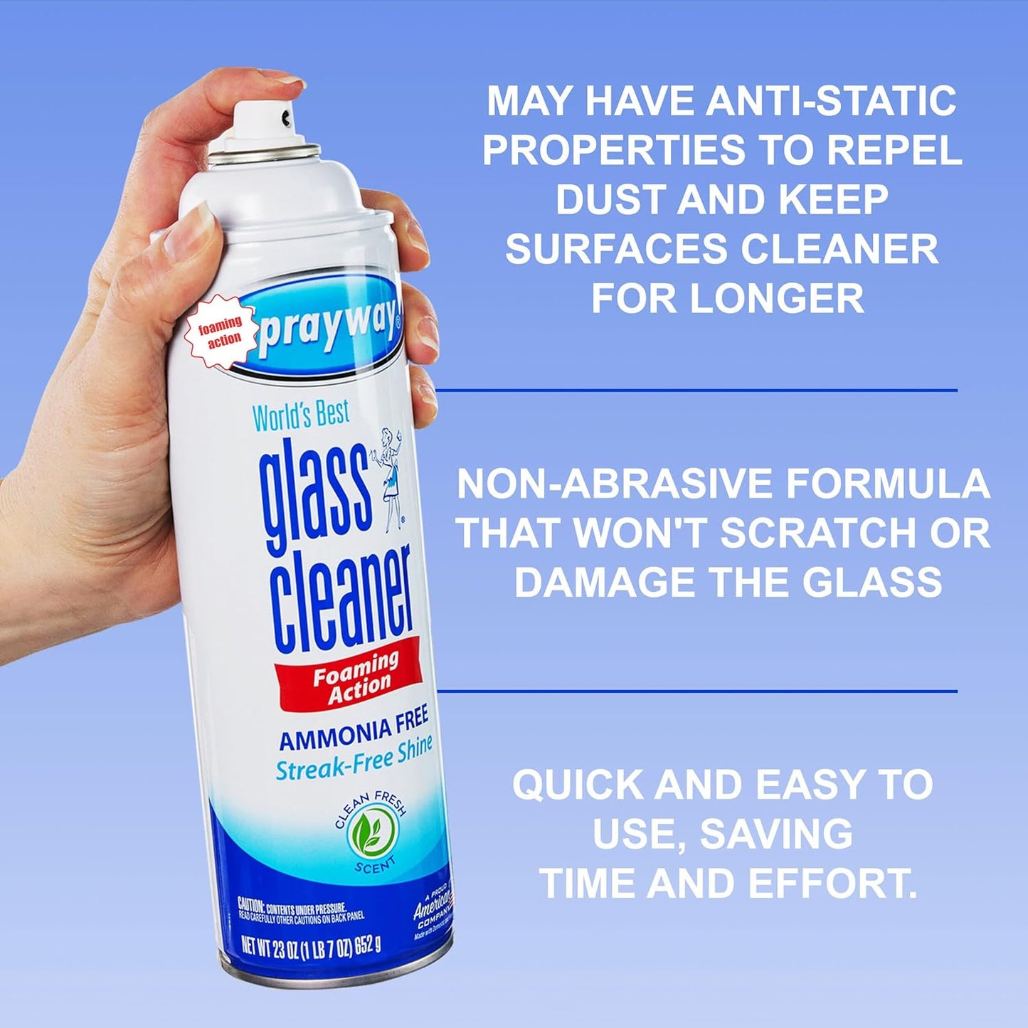 The Award Box Sprayway Glass Cleaner Foam Action Cleaner 19 oz. with Cleaning Cloth in Packaging (3 Pack)