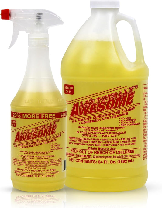 La's Totally Awesome All Purpose Cleaner Combo – 24 oz Spray + 64 oz Refill – Heavy Duty Degreaser & Multipurpose Cleaner for Home, Kitchen, Bathroom, Floors & More