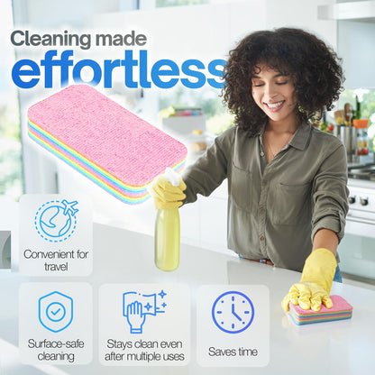 LEAVAQ Peelable Microfiber Sponges 4 Pack – 12-Layer Tear Away PVA Cleaning Pads, Ultra Absorbent Non-Scratch Rainbow Sponge for Kitchen Dish, Countertop, Bathroom, Glass & Car Cleaning