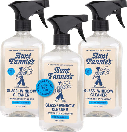 Aunt Fannie's Glass & Window Cleaning Vinegar Spray, Natural Streak-Free Spray, 16.9 Ounces (Pack of 1)