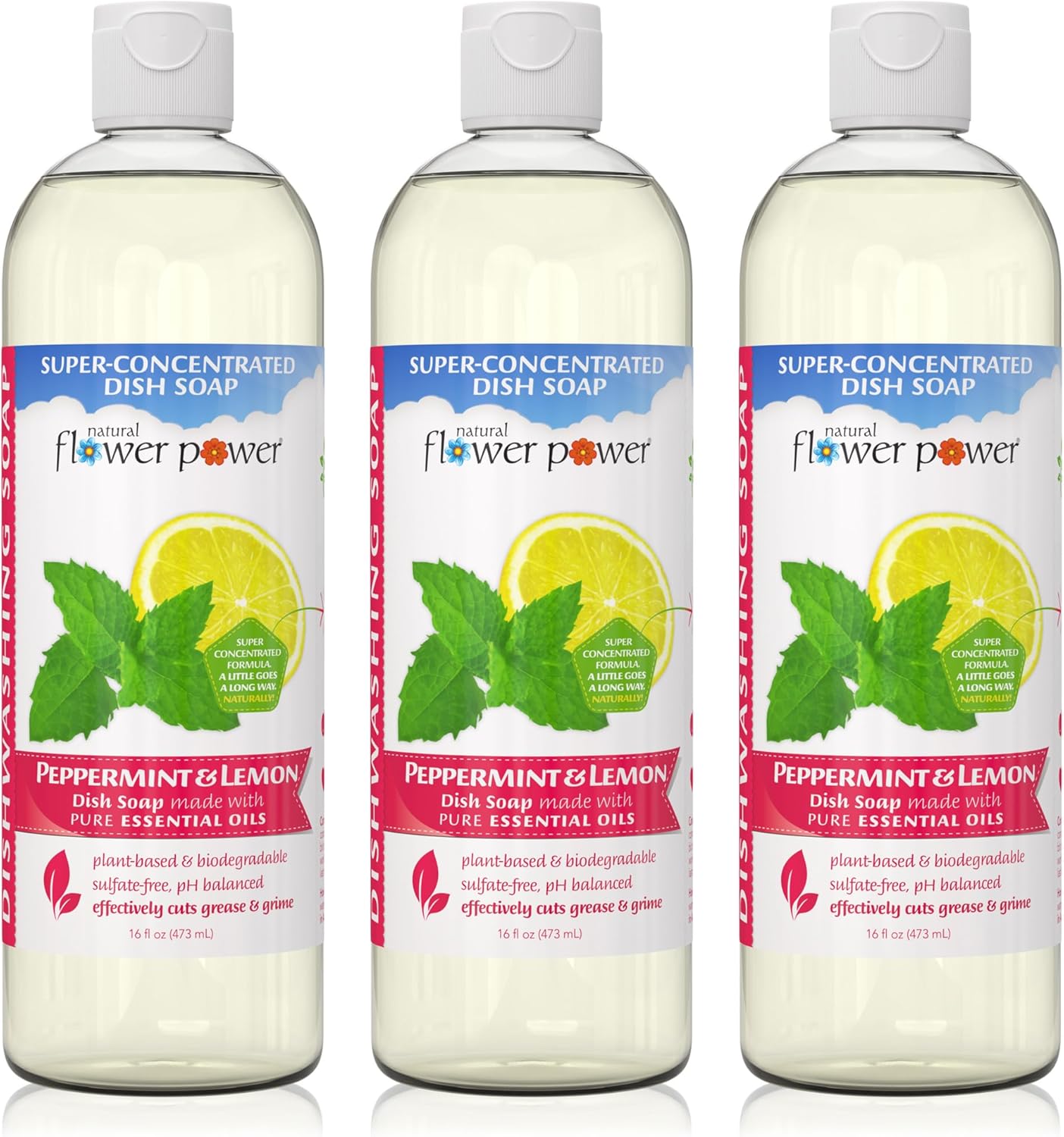 Natural Flower Power Liquid Dish Soap Refill – 66 Fl Oz Refills 4X – Plant-Based & Scented w/Pure Essential Oils – Natural Dishwashing Detergent – Sulfate-Free Kitchen Soap (Lavender)
